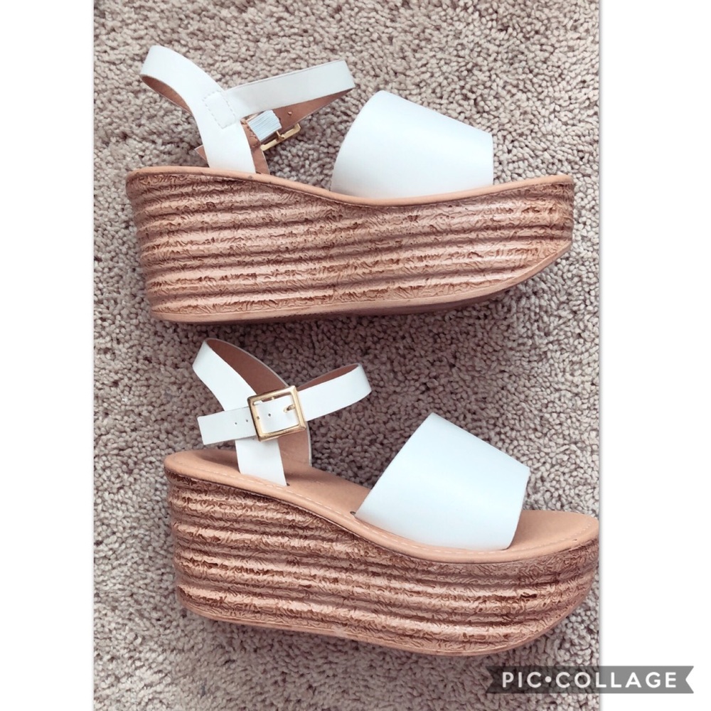 White flatform sandals